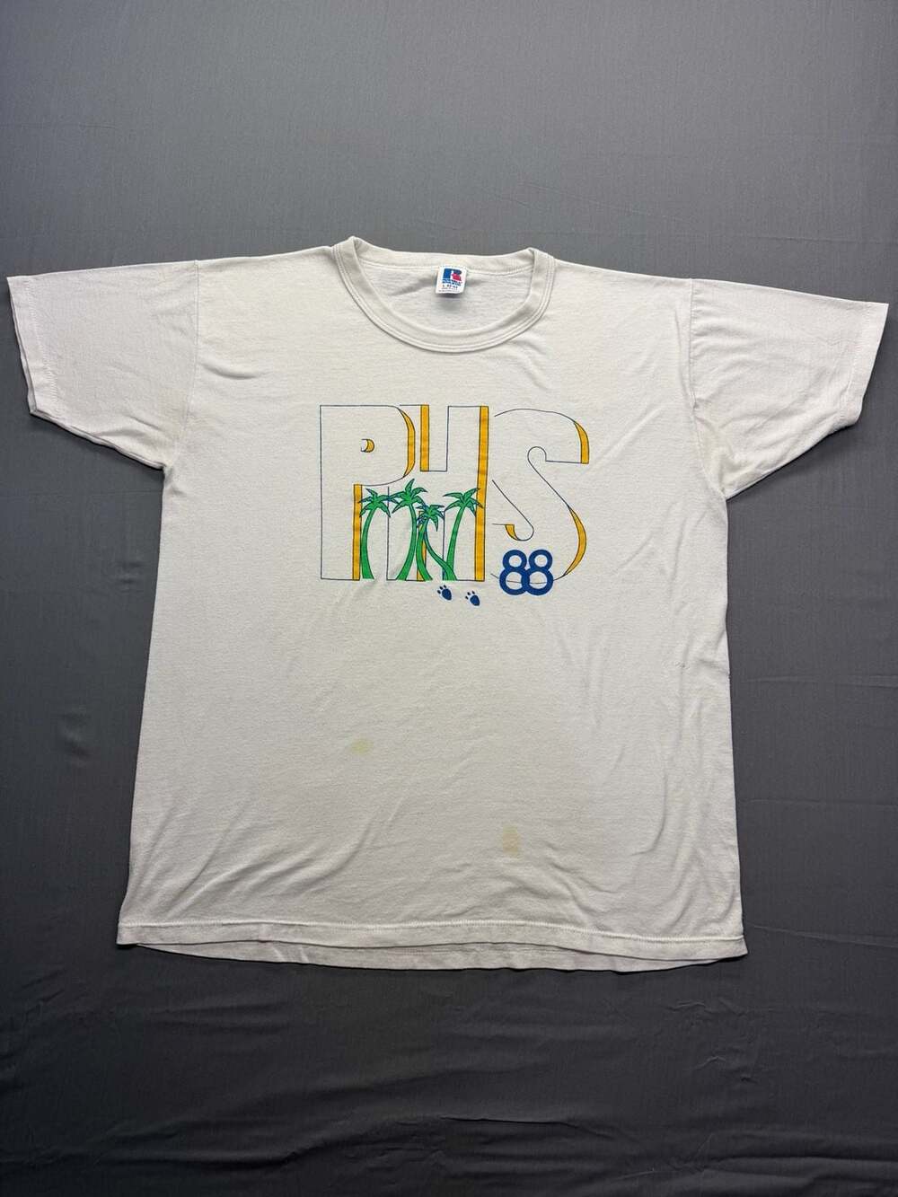 Vintage 1988 PHS 88 T-Shirt with Palm Trees and Moon Design